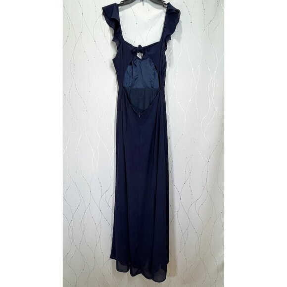 BHLDN Anthropologie Diana Navy Ruffle Maxi Gown $200 - Picture 5 of 12